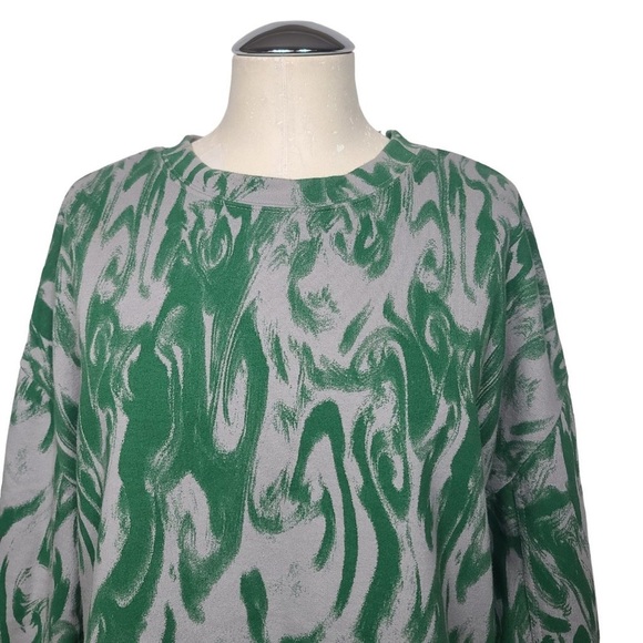 Zella Myrtle Green Patterned Sweatshirt Sz M - Picture 2 of 9